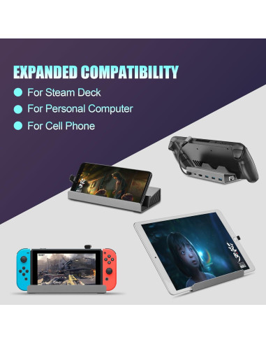 Dock 6 en 1 para Steam Deck ROG Ally HDMI 4K Ethernet USB