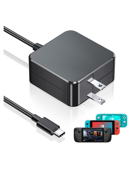 Cargador 45W USB-C para Steam Deck y Switch con Cable 1.8m