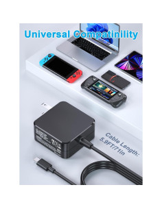 Cargador 45W USB-C para Steam Deck y Switch con Cable 1.8m 2