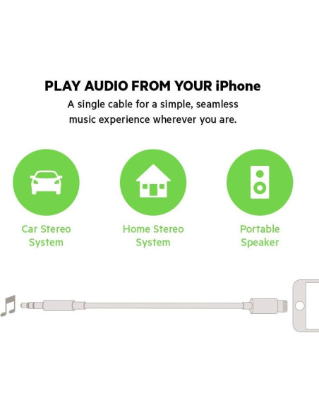 Cable AUX Apple MFi Lightning a 3,5 mm 1,01 m Blanco