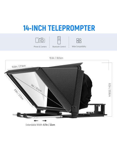 Teleprompter NEEWER X12 14" para iPad y Smartphone