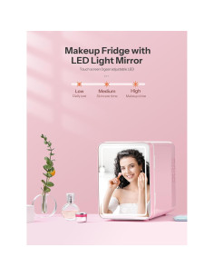 Nevera Mini Reemix 6L con Espejo LED Rosa para Cosméticos 2