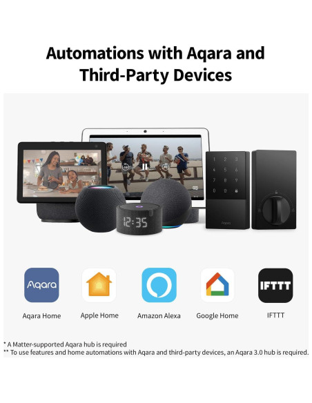 Cerradura Inteligente Aqara U50, Control Remoto, Negro