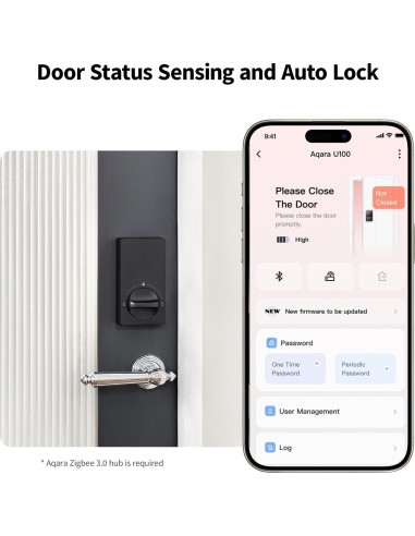 Cerradura Inteligente Aqara U50, Control Remoto, Negro