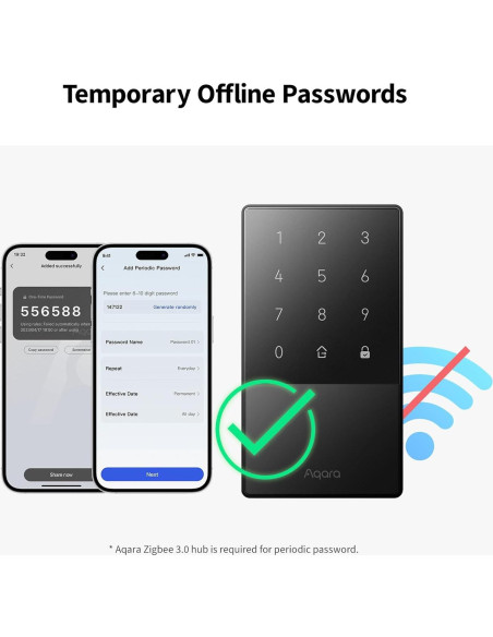 Cerradura Inteligente Aqara U50, Control Remoto, Negro