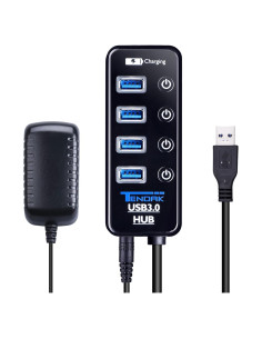 Hub USB 3.0 Tendak CP-029-BK con 4 puertos y carga