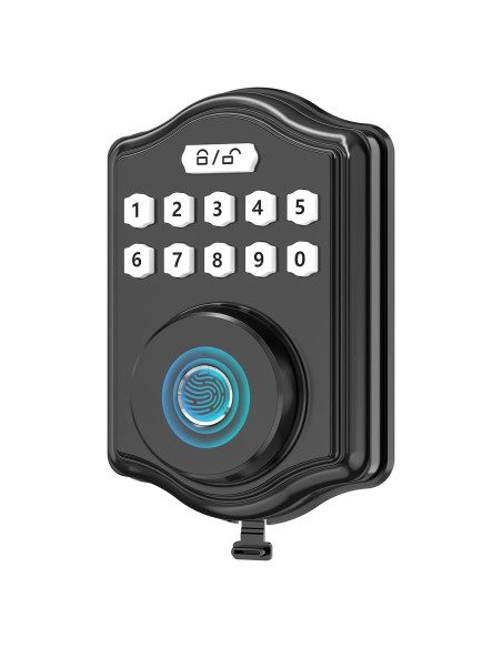 Cerradura Biométrica 52HZ con Huella y Teclado, Negra