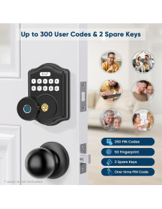 Cerradura Biométrica 52HZ con Huella y Teclado, Negra 2