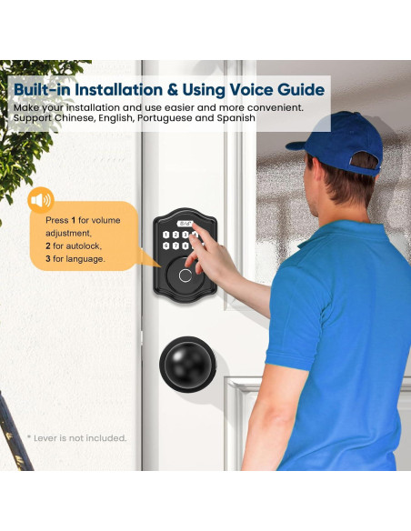 Cerradura Biométrica 52HZ con Huella y Teclado, Negra