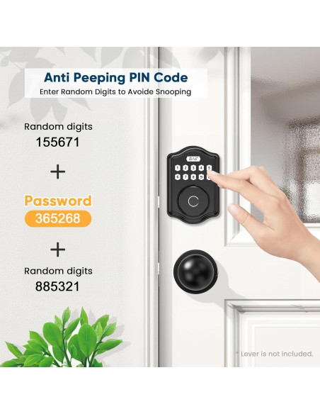 Cerradura Biométrica 52HZ con Huella y Teclado, Negra