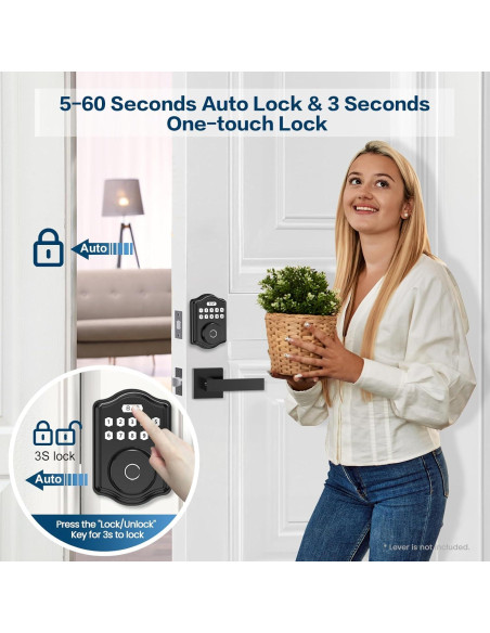 Cerradura Biométrica 52HZ con Huella y Teclado, Negra