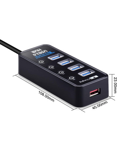 Hub USB 3.0 Tendak CP-029-BK con 4 puertos y carga