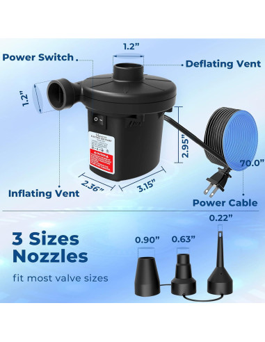 Bomba de aire eléctrica MAXEVER 8201 400L/min portátil
