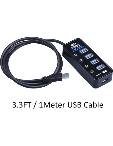 Hub USB 3.0 Tendak CP-029-BK con 4 puertos y carga