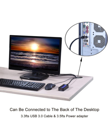 Hub USB 3.0 Tendak CP-029-BK con 4 puertos y carga