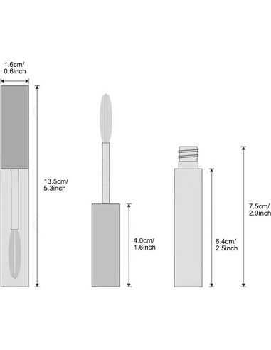 Paquete de 4 tubos de rímel vacíos ForSewian 10ml con varita