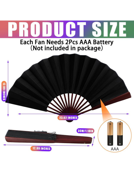 Abanico Plegable LED Roowest 6 Pcs 60 cm Colores Brillantes