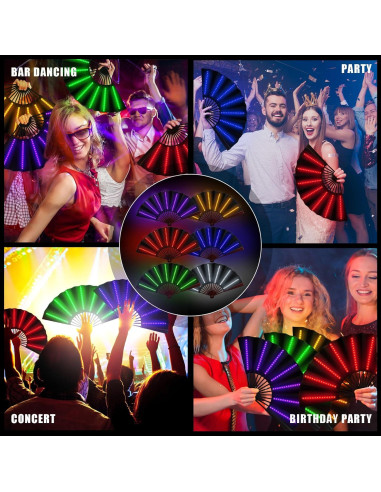 Abanico Plegable LED Roowest 6 Pcs 60 cm Colores Brillantes
