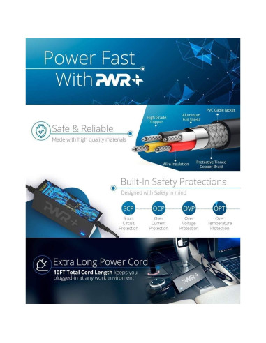 Cargador de Coche PWR+ para HP Probook EliteBook 45W 65W