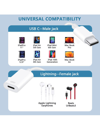 Adaptador Audio USB C a Lightning LecLooc para iPhone 16/15