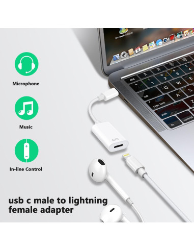 Adaptador Audio USB C a Lightning LecLooc para iPhone 16/15