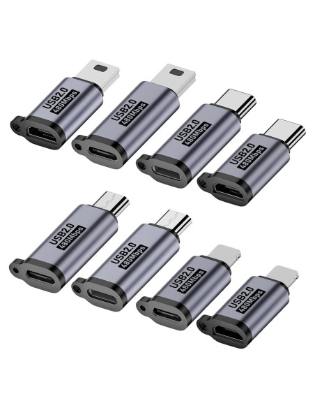Adaptador USB C a Micro USB y Lighting - Jadebones - 8 Piezas Adaptador USB C a Micro USB y Lighting - Jadebones - 8 Piezas