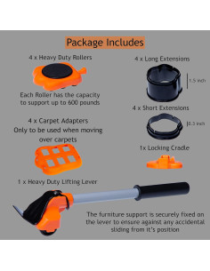 Elevador de Muebles MouZie 4 Rodillos 299 kg Ajustable 2