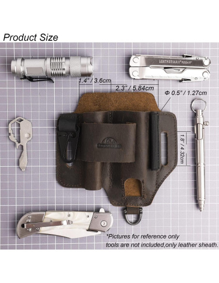 Funda de Cuero Topstache para Multiherramienta EDC Marrón
