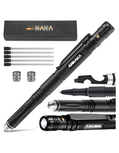 Bolígrafo Táctico 6 en 1 ANKAKA con Linterna y Autodefensa