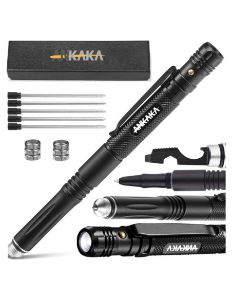 Bolígrafo Táctico 6 en 1 ANKAKA con Linterna y Autodefensa