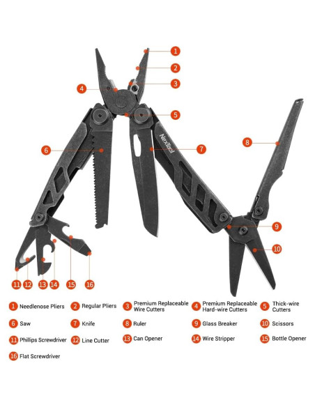 Multiherramienta NEXTOOL 16 en 1 con Tijeras y Cortadores