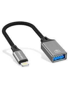 Adaptador Lightning a USB AGVEE Gris Oscuro OTG para iPhone