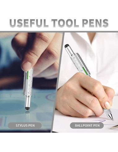 Bolígrafo Multiherramienta 6 en 1 NADRQQE Plata