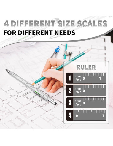 Bolígrafo Multiherramienta 6 en 1 NADRQQE Plata