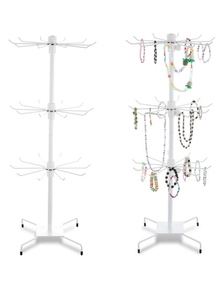 Soporte Giratorio de Joyería Lemecima 3 Niveles Blanco