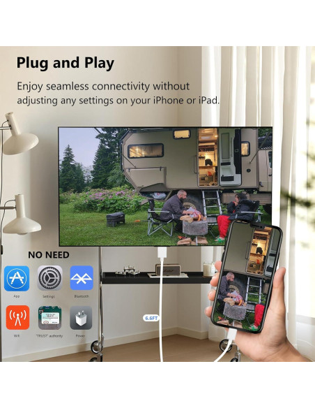 Cable Lightning a HDMI KikoSaka 2.01m 1080P Sin Retrasos