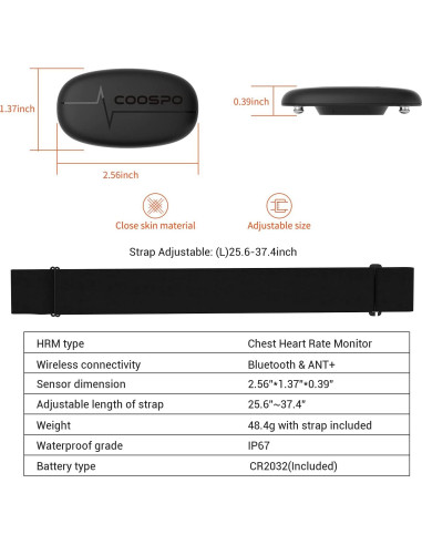 Monitor de Frecuencia Cardíaca COOSPO H6M Bluetooth IP67