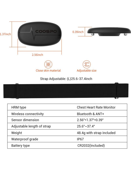 Monitor de Frecuencia Cardíaca COOSPO H6M Bluetooth IP67