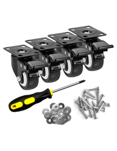 Juego de 4 ruedas giratorias ASHGOOB 5 cm con freno