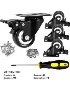 Juego de 4 ruedas giratorias ASHGOOB 5 cm con freno 2