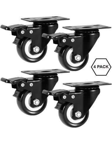 Juego de 4 ruedas giratorias ASHGOOB 5 cm con freno
