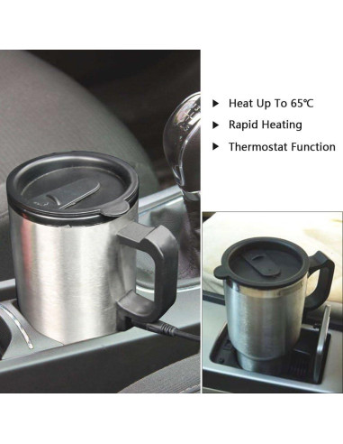 Taza Calentadora de Coche 12V MOSANDON 450ml Acero Inoxidable