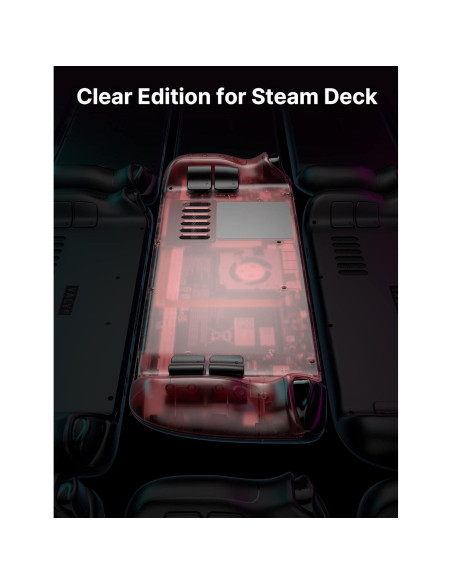JSAUX Carcasa Trasera Transparente para Steam Deck - Rojo