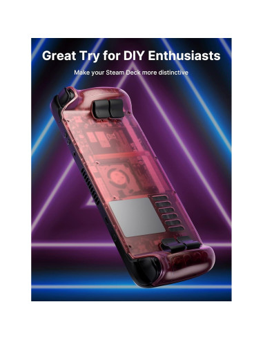 JSAUX Carcasa Trasera Transparente para Steam Deck - Rojo