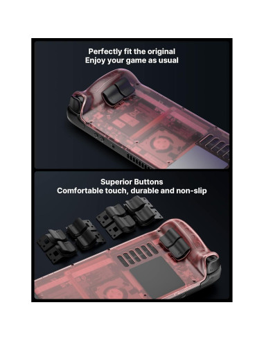 JSAUX Carcasa Trasera Transparente para Steam Deck - Rojo