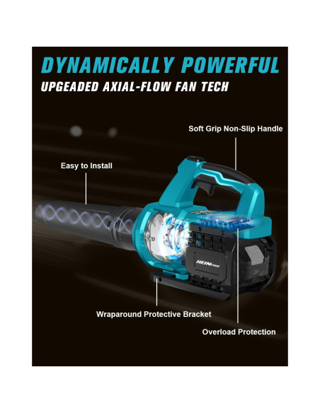 Soplador de Hojas Inalámbrico HEINPRO 18V Turbo 400 CFM