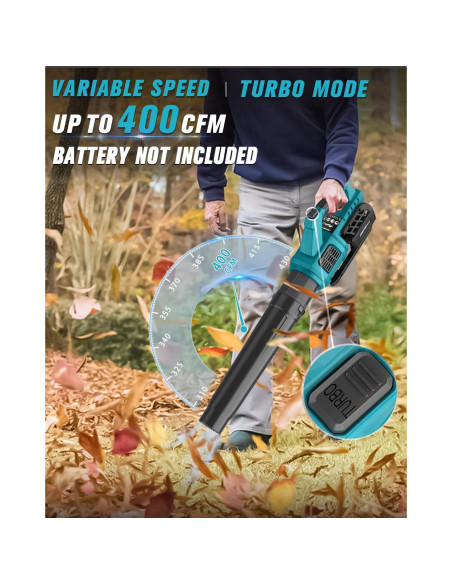 Soplador de Hojas Inalámbrico HEINPRO 18V Turbo 400 CFM