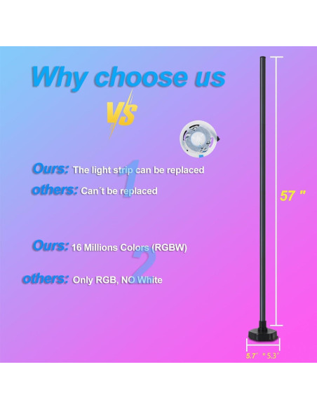 Lámpara de Pie LED RGBW YTDRGB 144,78 cm Control Remoto