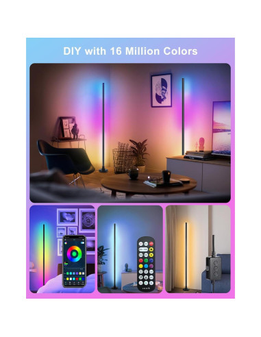 Lámpara de Pie LED RGBW YTDRGB 144,78 cm Control Remoto
