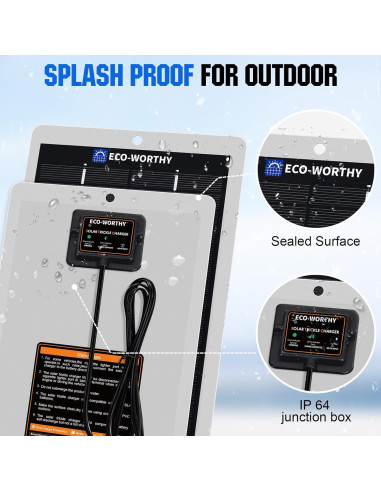Cargador Solar ECO-WORTHY 12V 2.5W Portátil Impermeable